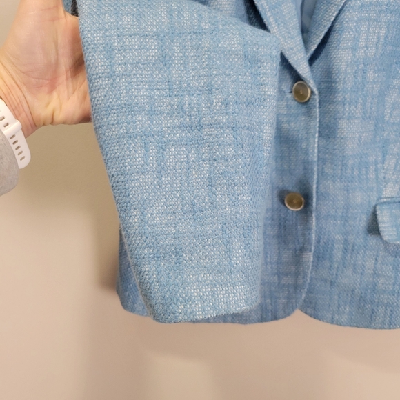 Talbots Linen Cotton Blend Blazer Jacket Size 10P Petite Light Blue - Picture 2 of 7